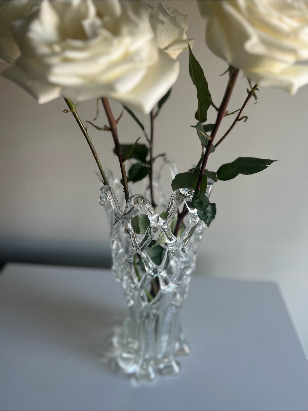 Vintage Clear Glass Sculpted Decorative Vase - Home Accents